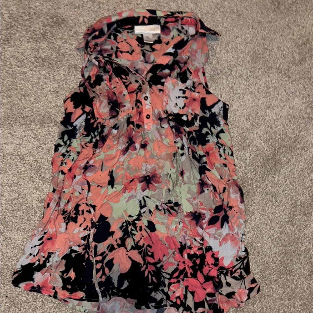 Motherhood Floral Sleeveless Top - Black and Pink
